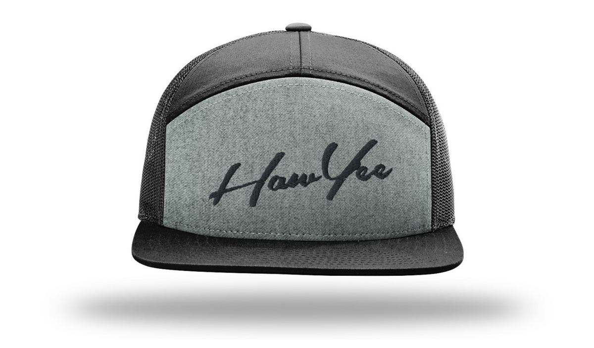 HawYee 7 Panel Adjustable Bill Black/Grey