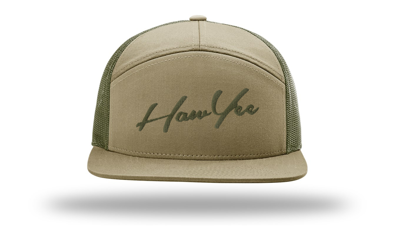 HawYee 7 Panel Adjustable Bill Tan & Olive
