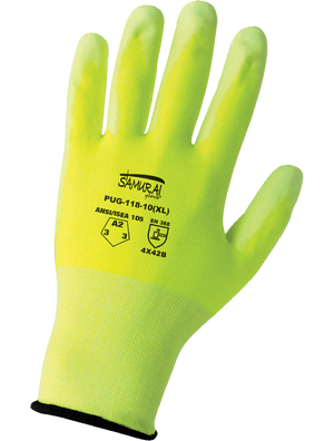 Samurai Glove® High-Visiblity PU Coated Cut, Abrasion, and Puncture Resistant Gloves - PUG-118