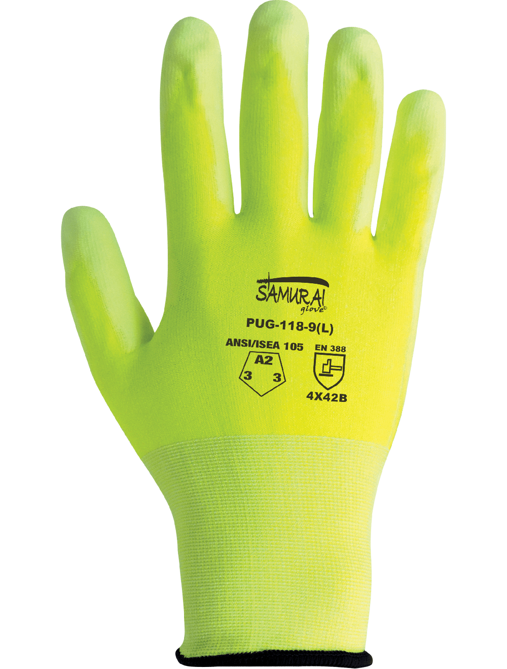 Samurai Glove® High-Visiblity PU Coated Cut, Abrasion, and Puncture Resistant Gloves - PUG-118