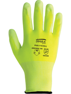 Samurai Glove® High-Visiblity PU Coated Cut, Abrasion, and Puncture Resistant Gloves - PUG-118