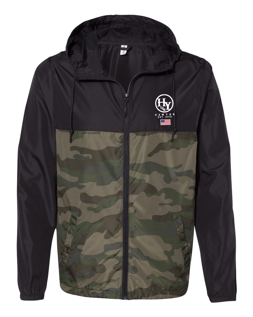Windbreaker Black & Green Camo Branding Iron