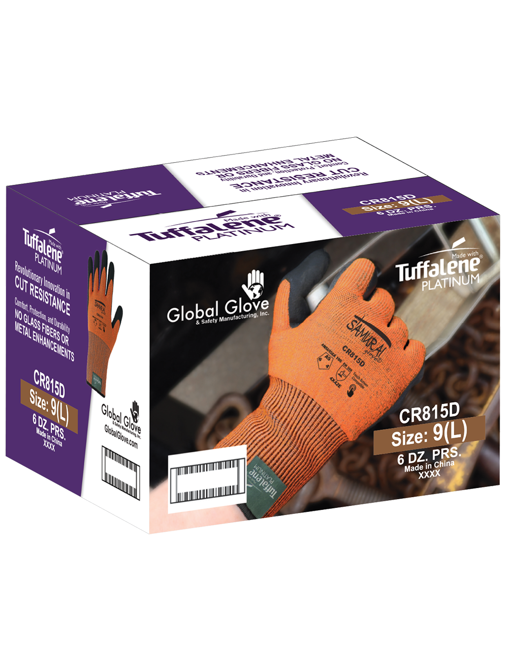 Samurai Glove® High-Visibility Cut Resistant Coated Touch Screen Gloves Made with 15-Gauge Tuffalene® Platinum - CR815D